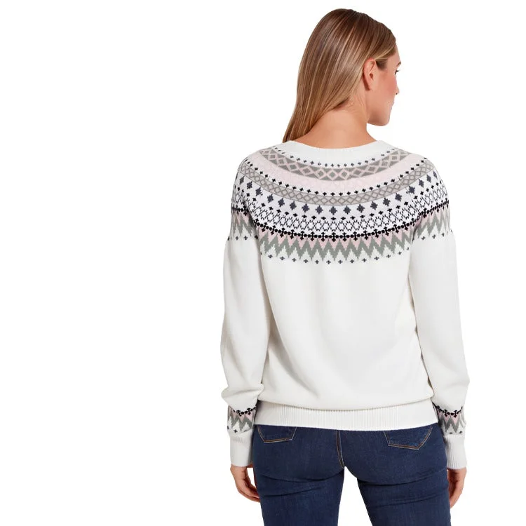 Schoffel Ladies Shetland Fairisle Jumper - Blush/Arctic Fairisle