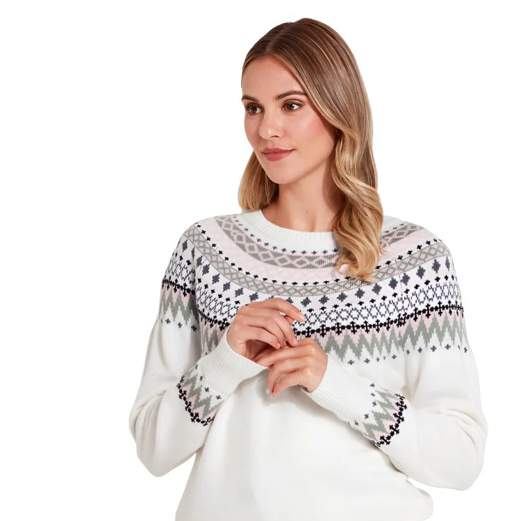 Schoffel Ladies Shetland Fairisle Jumper - Blush/Arctic Fairisle