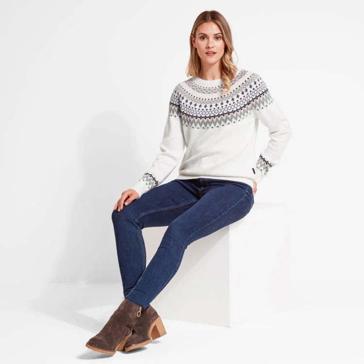 Schoffel Ladies Shetland Fairisle Jumper - Blush/Arctic Fairisle