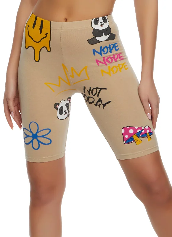 Nope Not Today Graphic Biker Shorts