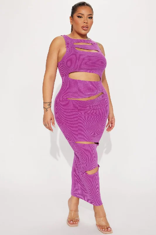 Ashlee Mineral Wash Maxi Dress - Purple