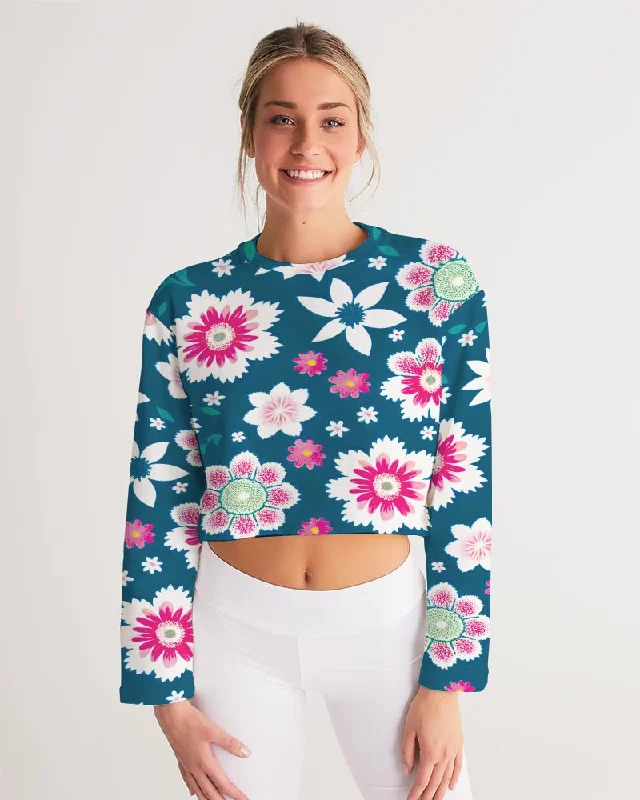 Beautiful floral pattern Women's All-Over Print Cropped Sweatshirt