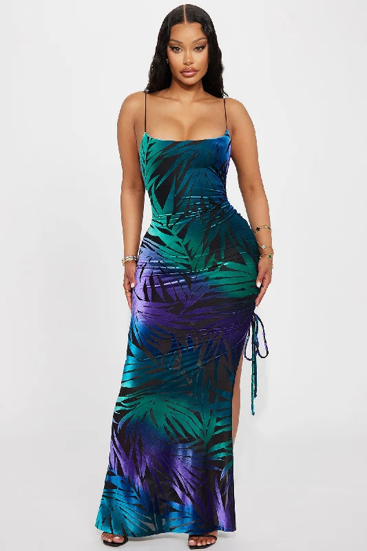 Bianca Mesh Maxi Dress - Green/combo