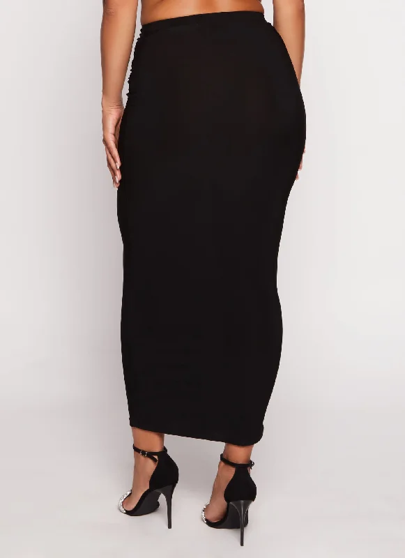 Ruched Waist Maxi Pencil Skirt