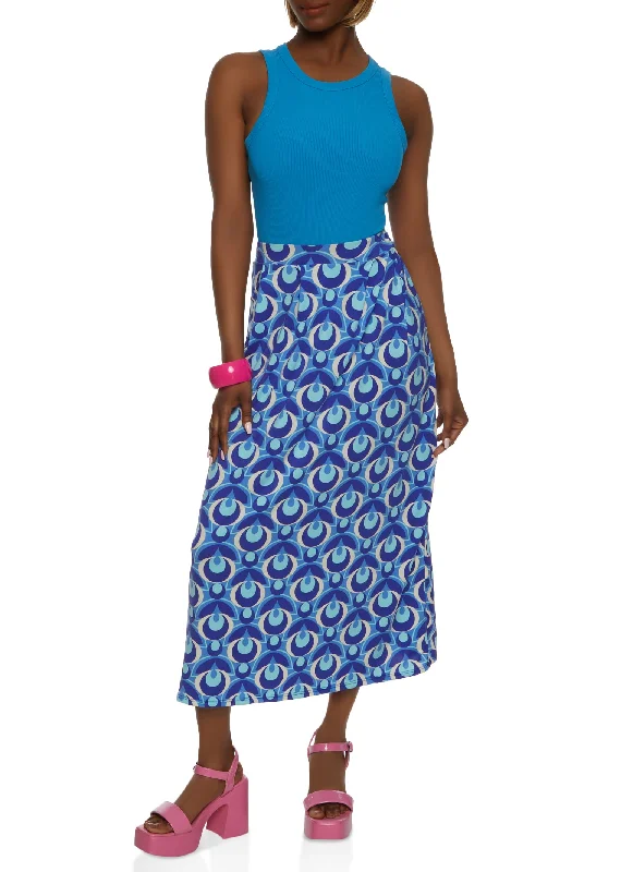 Printed High Waisted Maxi Skirt