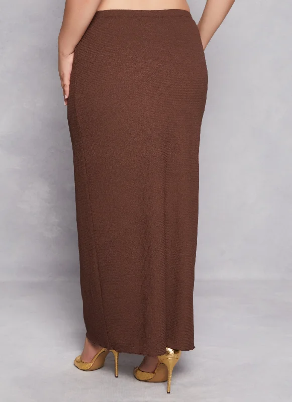 Plus Size Almost Famous Textured Knit Maxi Pencil Skirt