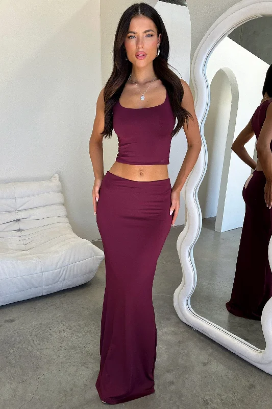 Clementine Maxi Skirt - Wine