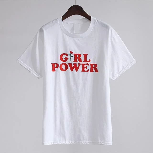 Cotton Girl Power Casual Letter Print Feminism Tee T-Shirt for Women