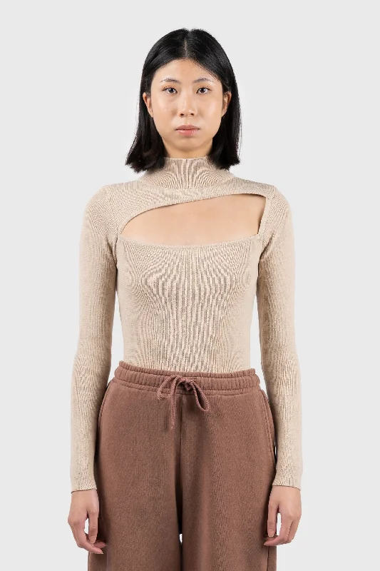 Cut Out High Neck Knit Top