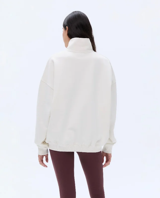 Trail Oversized Funnel Neck Zip Sweatshirt - Marshmallow White