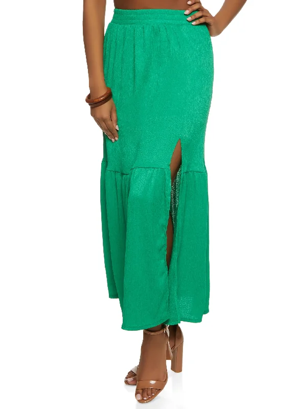 Side Slit Lined Maxi Skirt