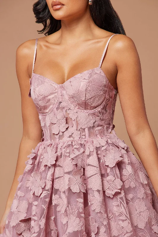 Heidi Embroidered Corset Mini Dress - Mauve