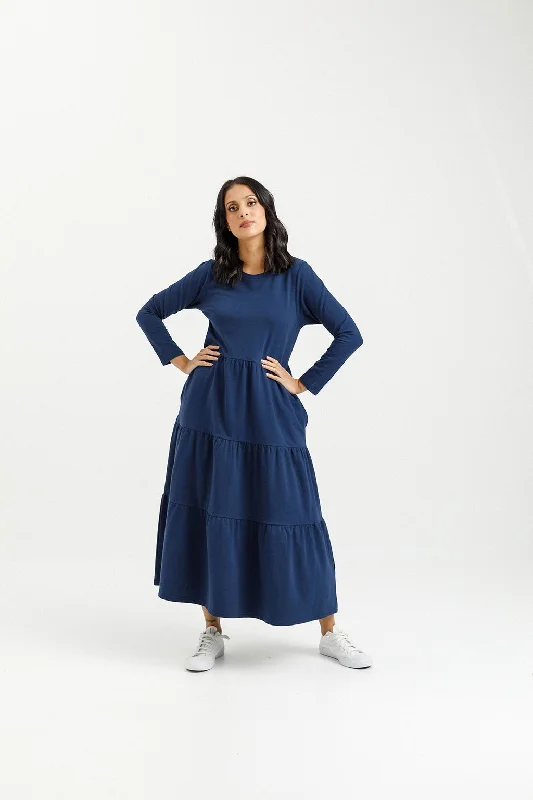 Home Lee L/S Kendall Dress -Indigo Blue