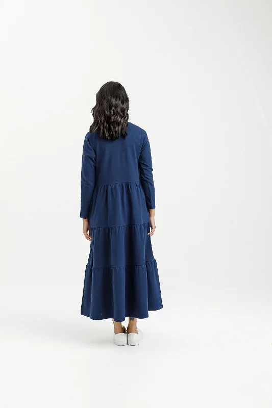 Home Lee L/S Kendall Dress -Indigo Blue