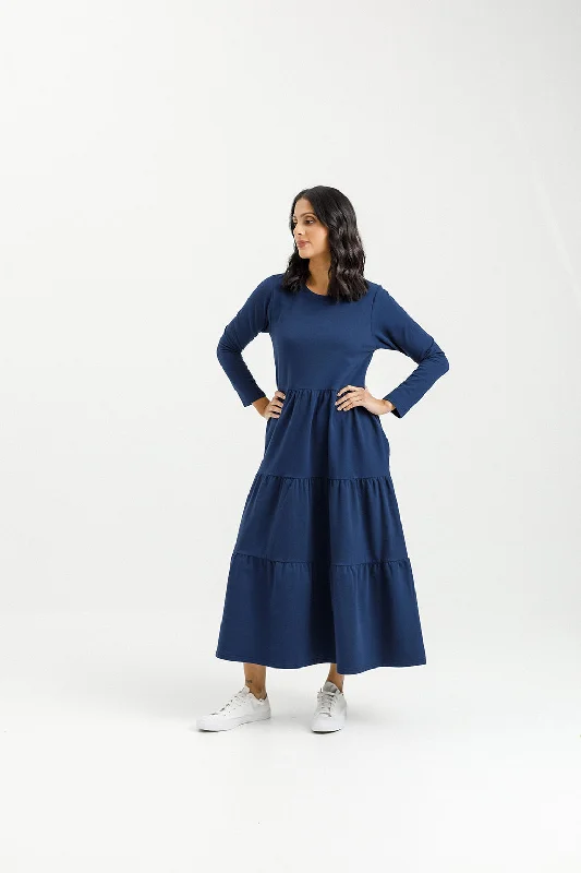 Home Lee L/S Kendall Dress -Indigo Blue