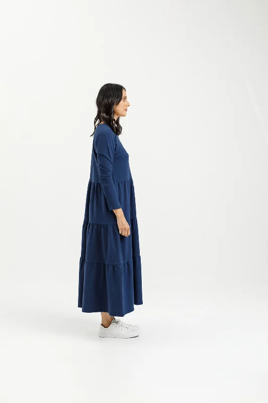 Home Lee L/S Kendall Dress -Indigo Blue