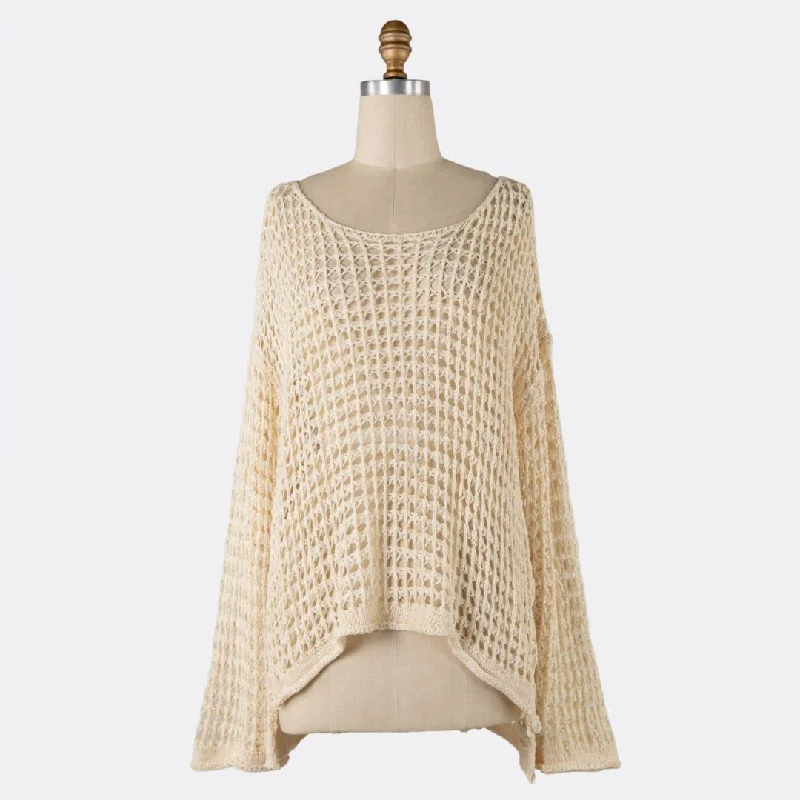 Lightweight Cover-Up Crochet Top (Beige)