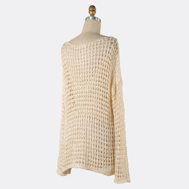 Lightweight Cover-Up Crochet Top (Beige)