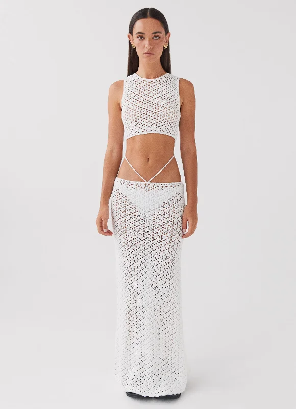 Mabel Bay Crochet Maxi Skirt - White