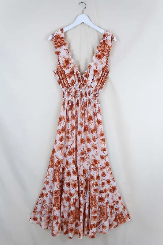 Maisie Maxi Dress in Candied Orange Watercolour Floral