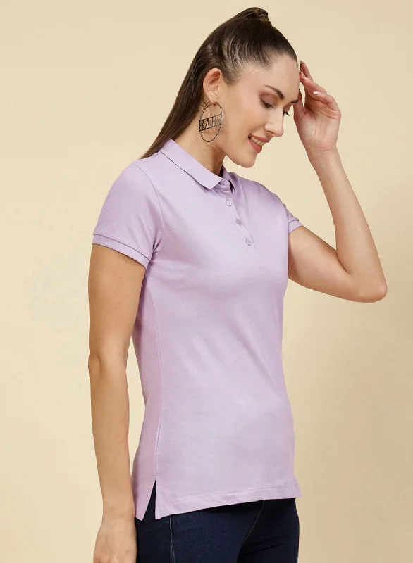 Women Purple Solid T-Shirt