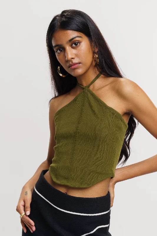 Olive Tie Up Top