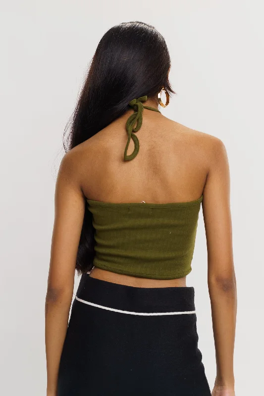 Olive Tie Up Top