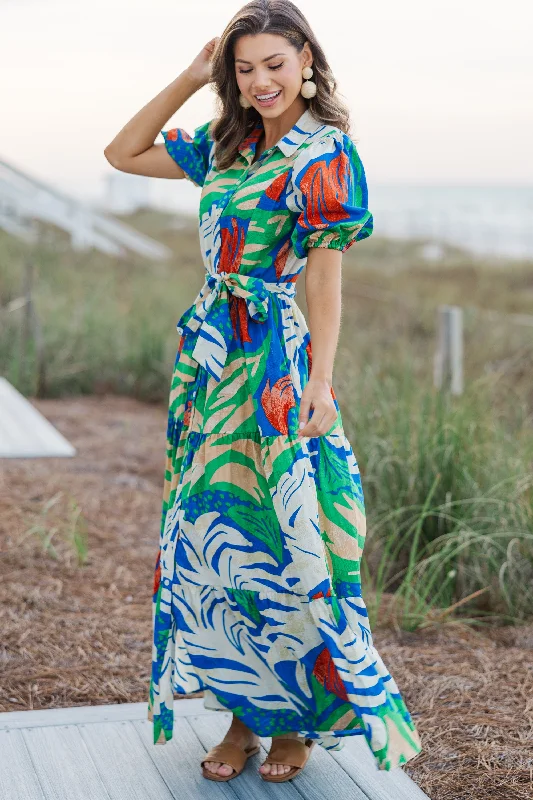 Ready For The Sun Royal Blue Tropical Maxi Dress