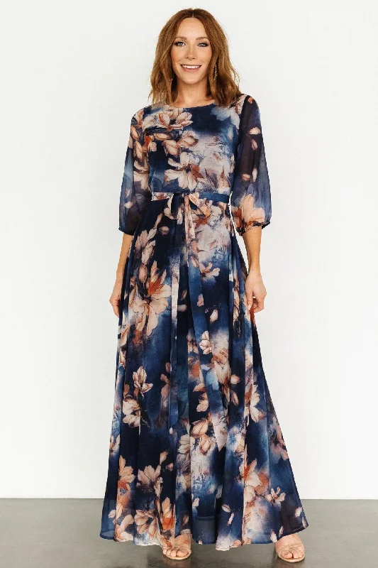 Rebecca Maxi Dress | Dark Blue Floral