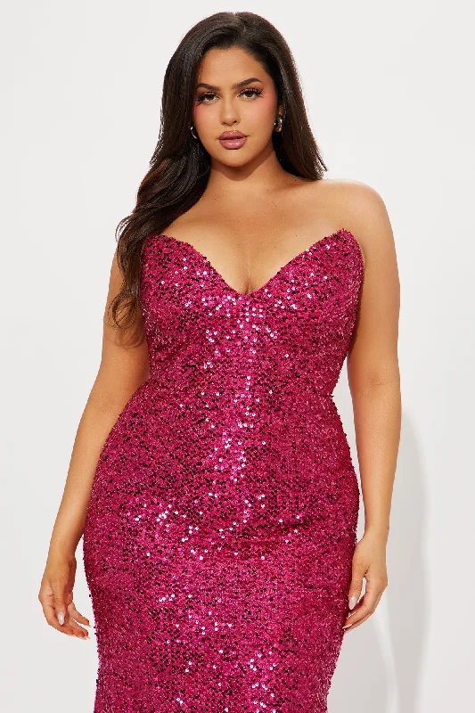 Rosalind Sequin Gown - Hot Pink