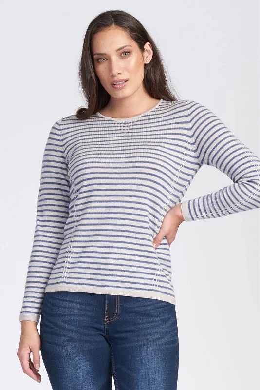 Royal Merino - Tuck Stitch Stripe Sweater in Merino Wool