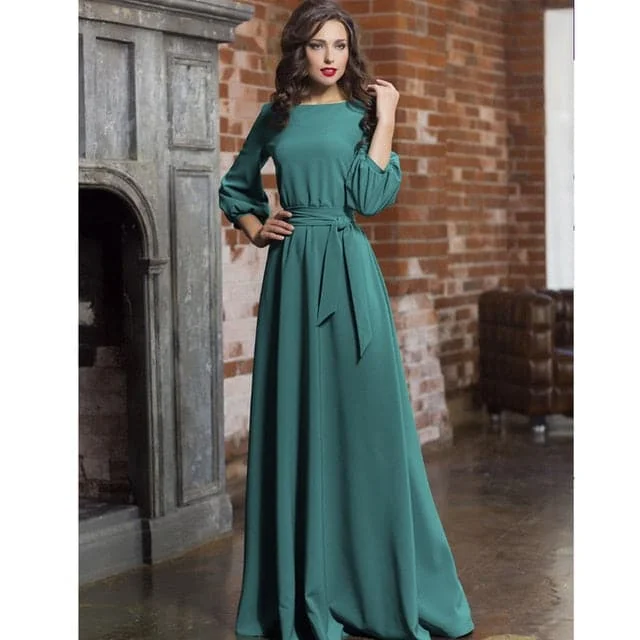 DressBetty - Vintage  Lantern Sleeve Elegant Bandage Floor-Length Dress