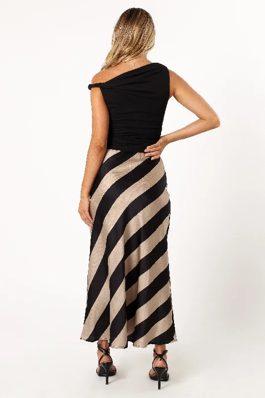 Wells Maxi Skirt - Black Stripe