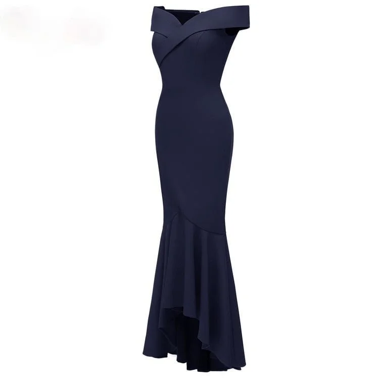 Women's Off Shoulder Maxi Wrapped Dresses Evening Dresses