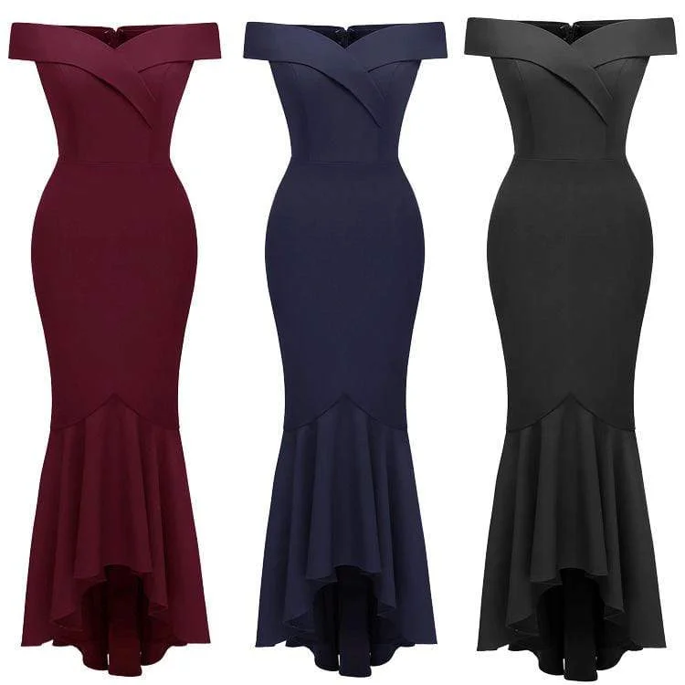 Women's Off Shoulder Maxi Wrapped Dresses Evening Dresses