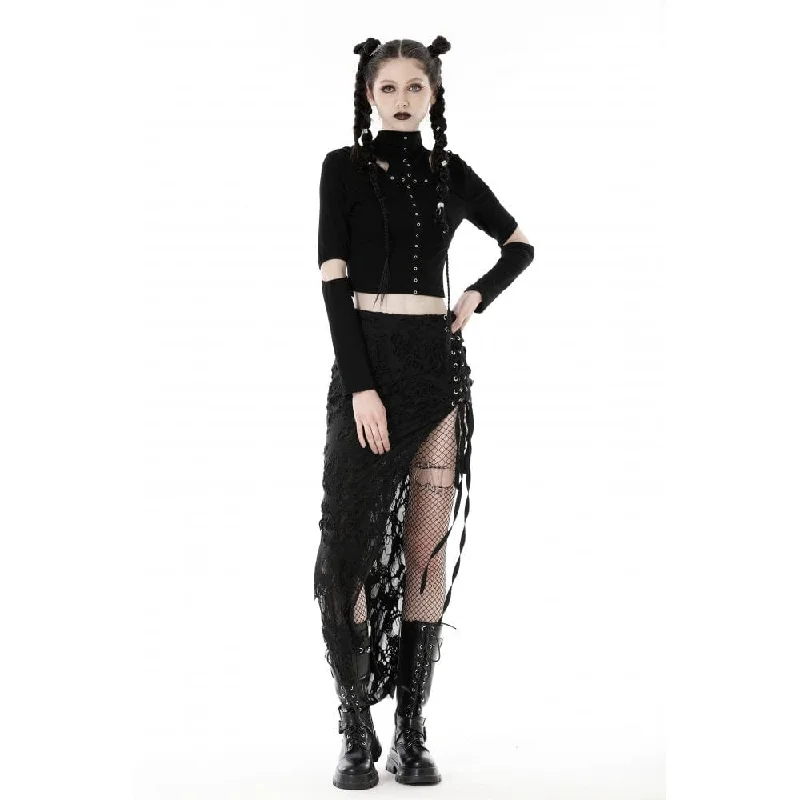 Women's Punk Strappy Ripped Split Skirt