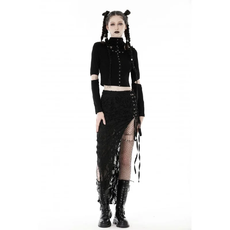 Women's Punk Strappy Ripped Split Skirt