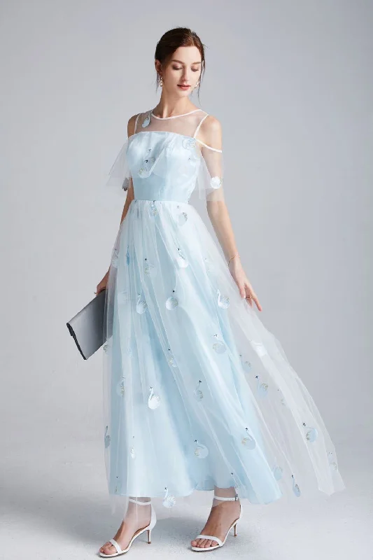 FashionSierra - Sexy Tulle Laid Over Appliques Elegant Party Prom Long Maxi Dress